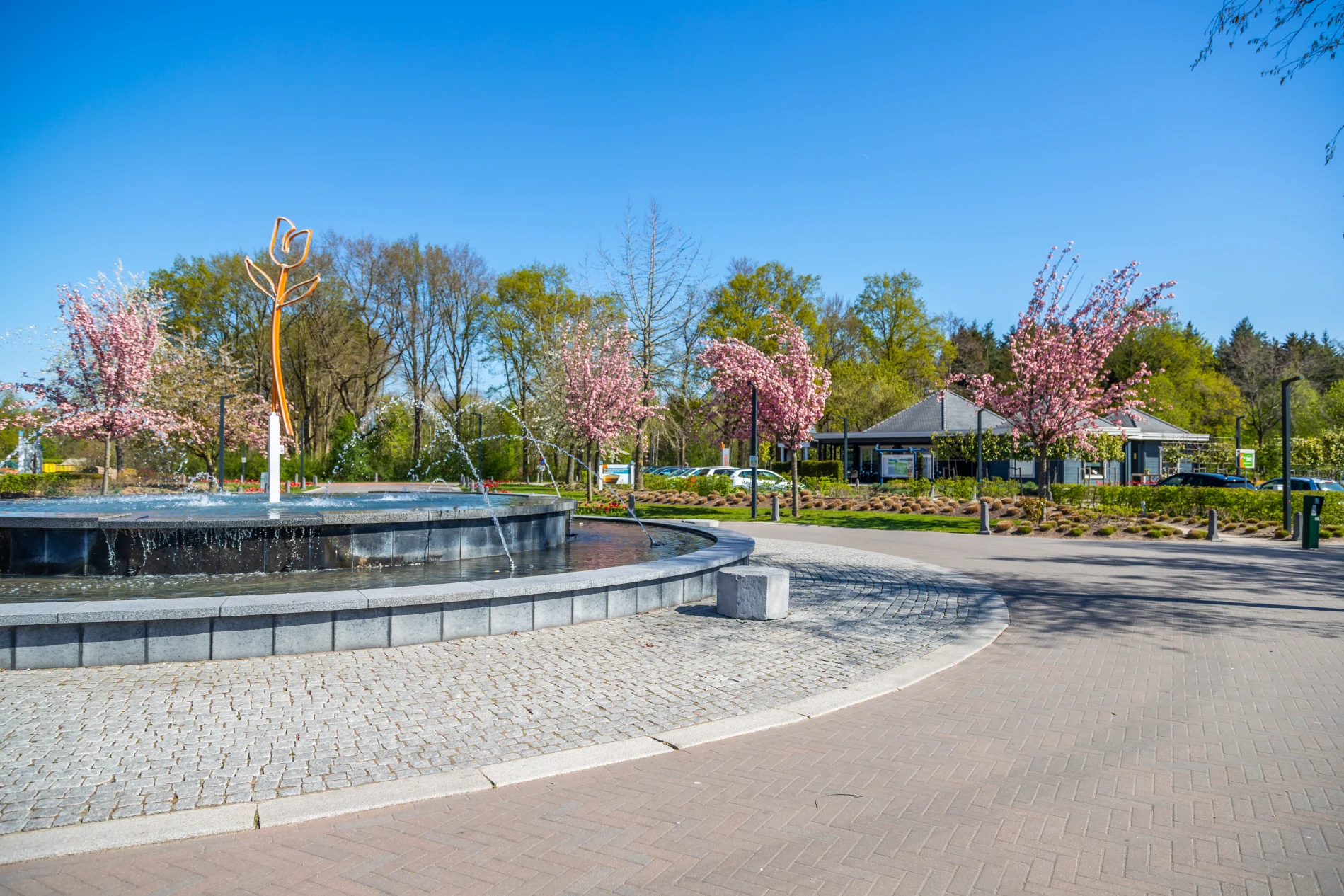 EuroParcs Zuiderzee fontein tulp bloesem bomen receptie