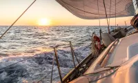 Sailing Boat Sunset Waves
