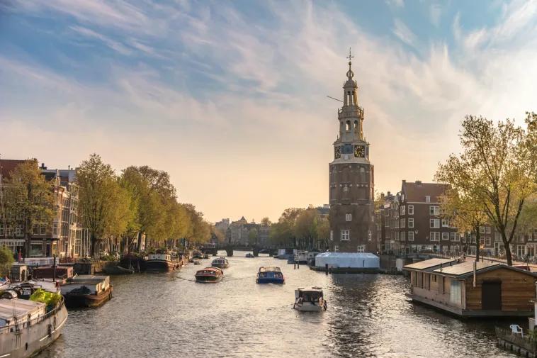 Amsterdam Gracht Wasser Stadt Sonne Boot
