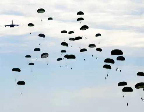 Parachutes war jump
