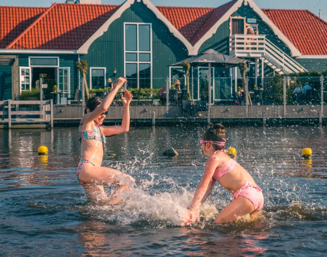 Swimming Lake Children Playing at EuroParcs De Rijp