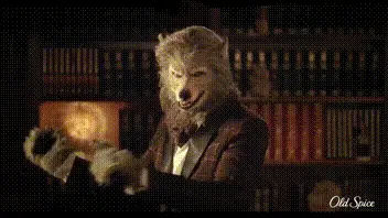 Lobo Old Spice saludando
