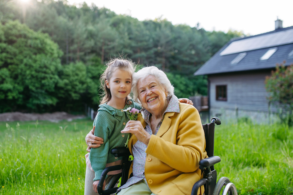 Grandmother with grandson because of estate