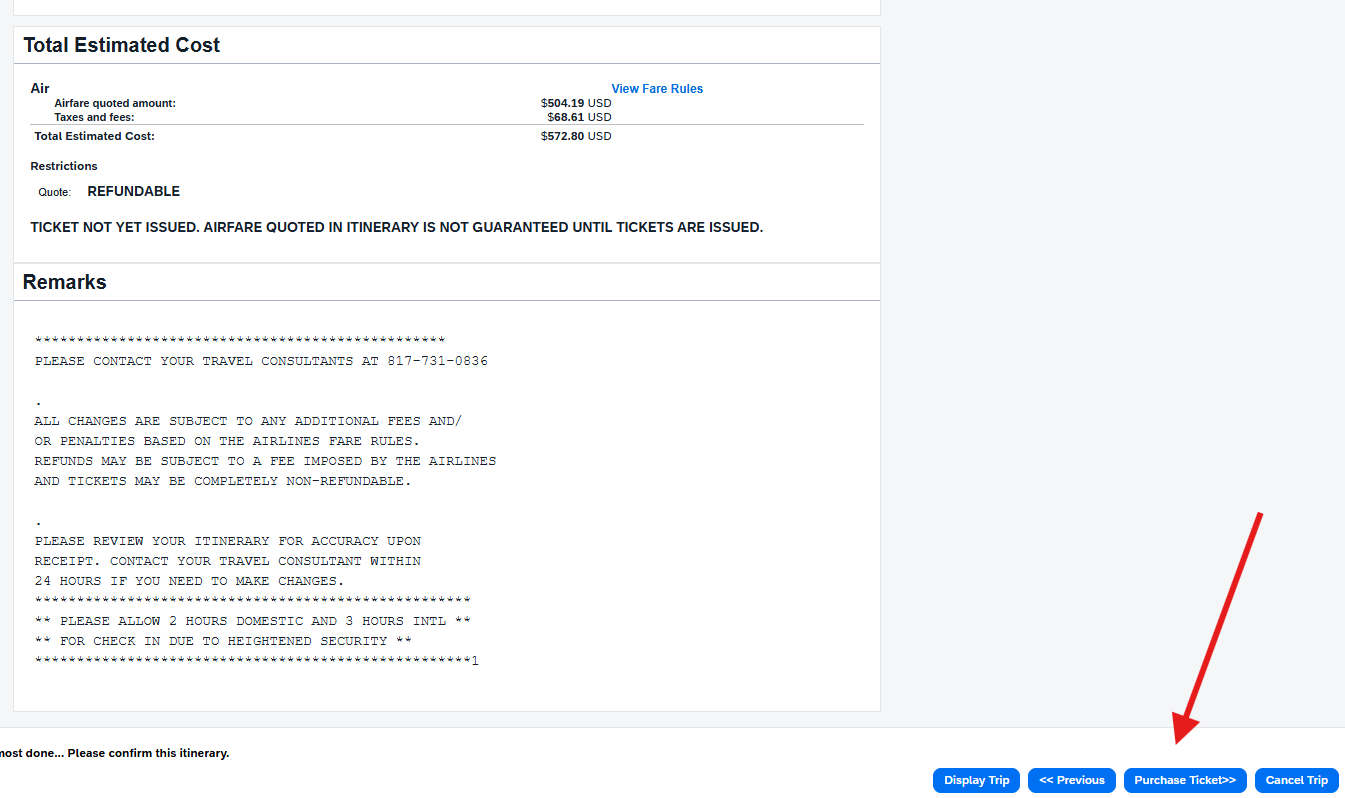 Trip Confirmation