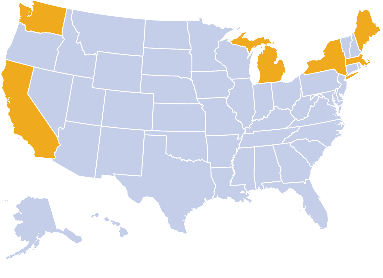 USN front page strike map MA OR CA MI ME NY WA