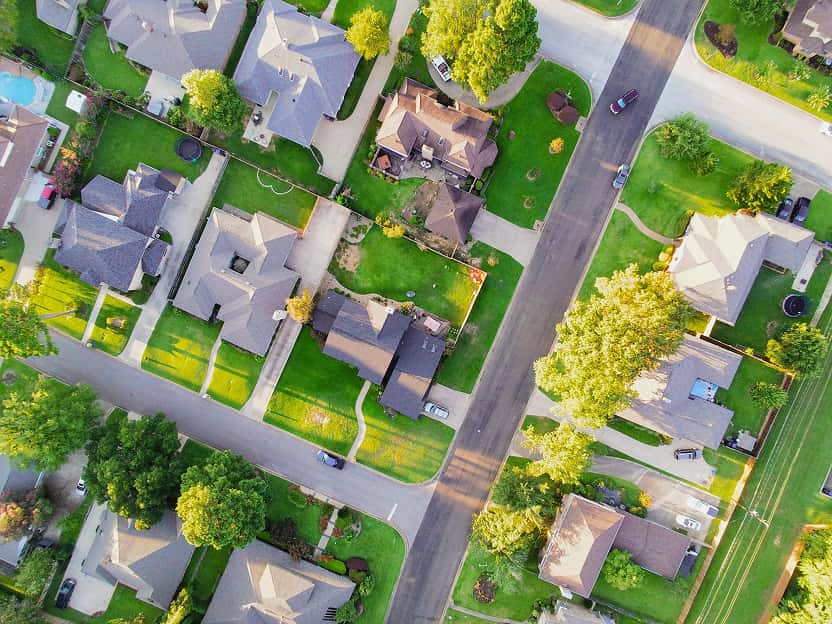 Image showing an aerial view of a suburban neighborhood in Ohio.
