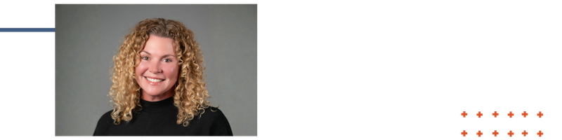 Graphic showing the headshot of a smiling woman with curly hair in a black blouse, Nicole Gable Chief Commercial Officer of Ingenovis Health