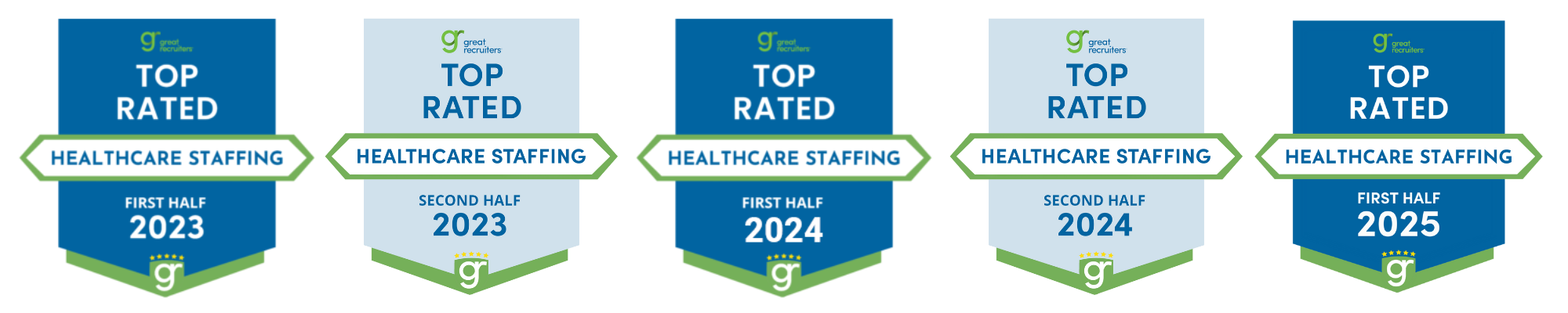 Great Recruiters Top Rated Healthcare Staffing Awards 2023, 2024, and 2025