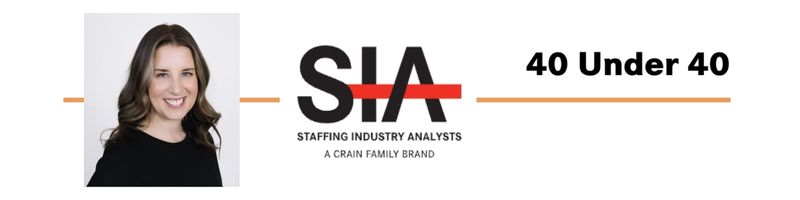 Graphic that says Brittaney Jackson, Chief of Staff of Operations for Ingenovis Health alongside 40 Under 40 Staffing Industry Analysts and a headshot of a young woman in a black top