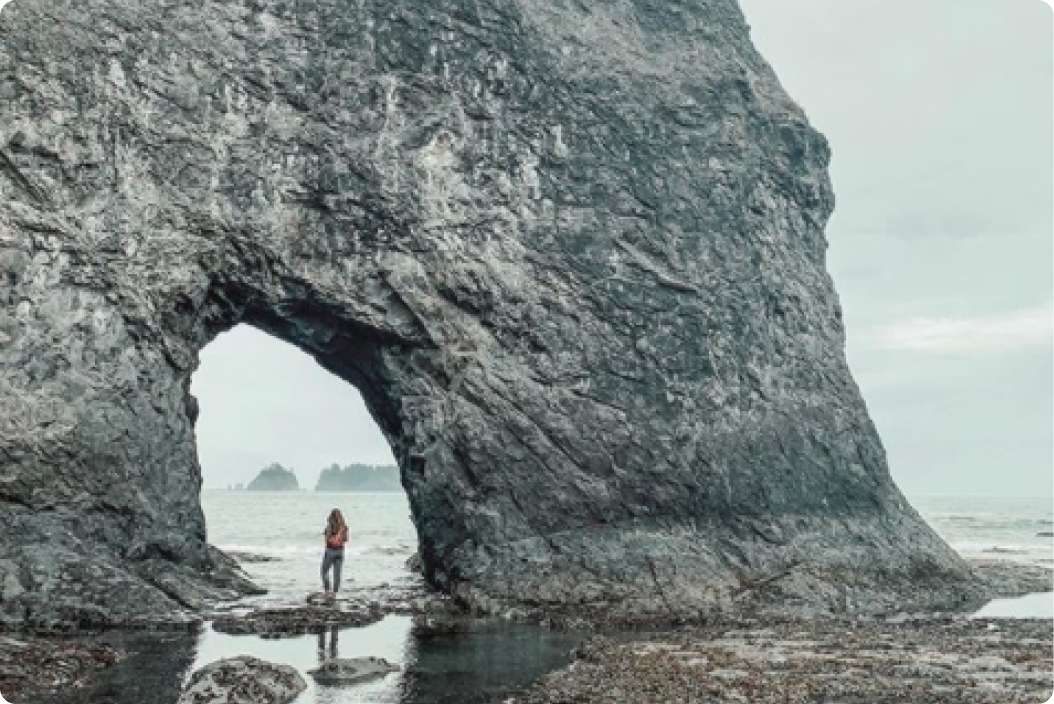 natural stone archway on a beach