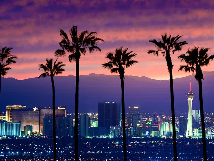 Image showing neon lights of the Las Vegas Strip at night in Nevada.
