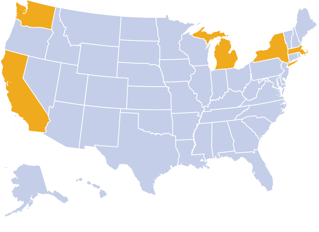 USN front page strike map MA CA MI NY WA