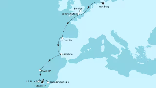 Hamburg bis Teneriffa