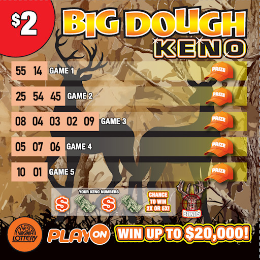 DOUGH-BEE-DILL-KING KENO West Virginia scratch-off ticket