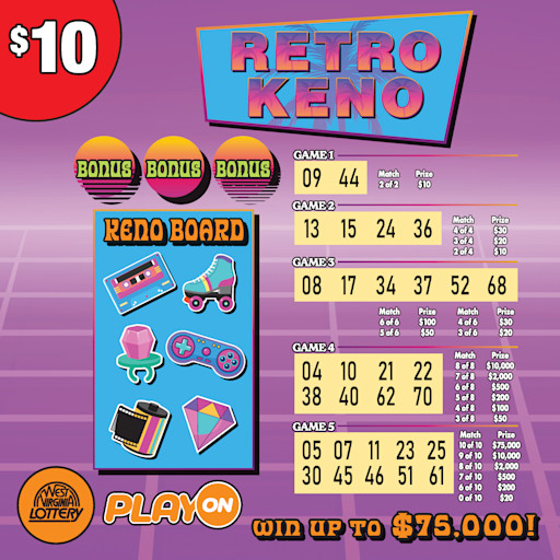 RETRO-BLACK-DUCK-ELECTRIC KENO West Virginia scratch-off ticket