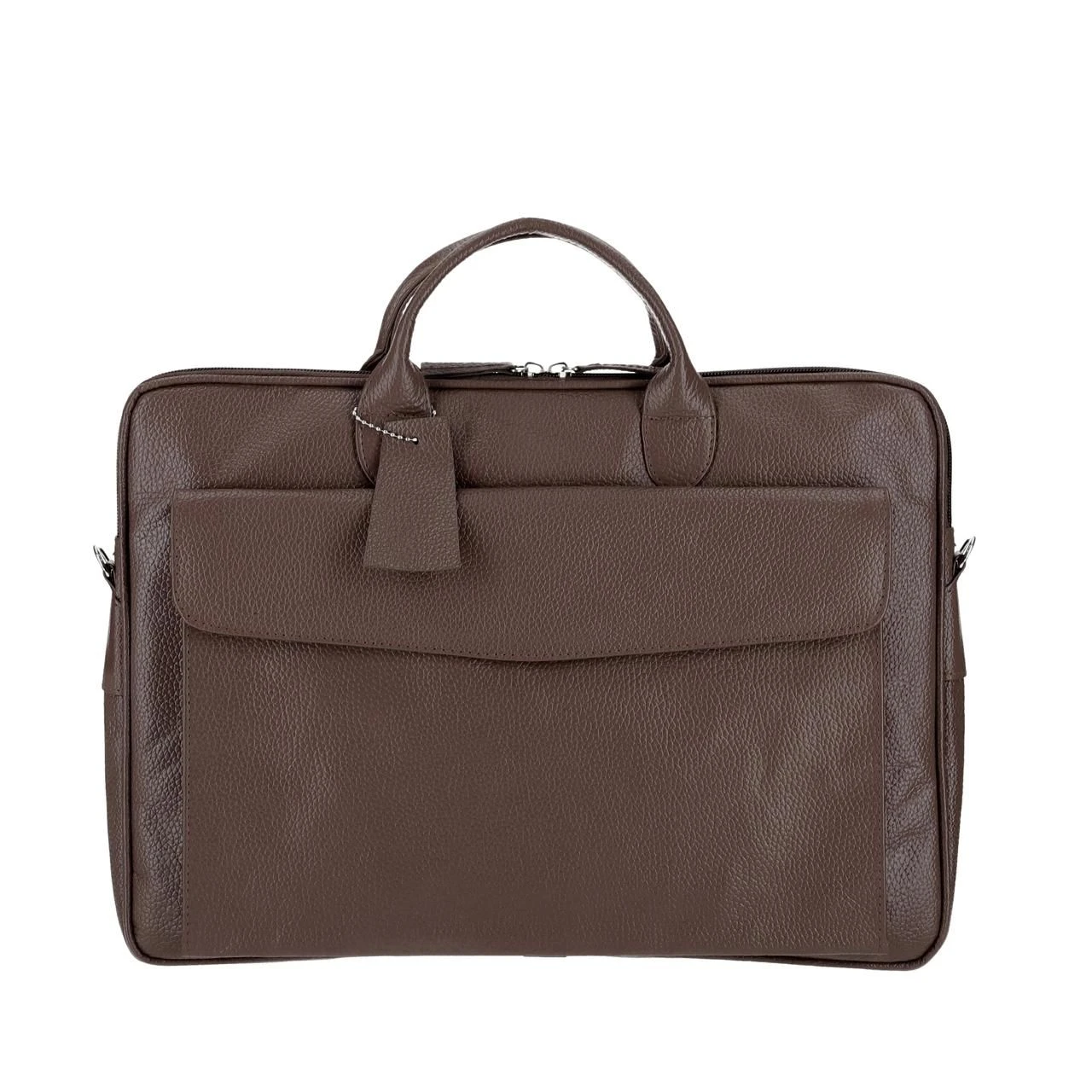 Men's Executive Pebbled Leather Briefcase – Professional 15-inch Laptop Bag in Mocha Brown