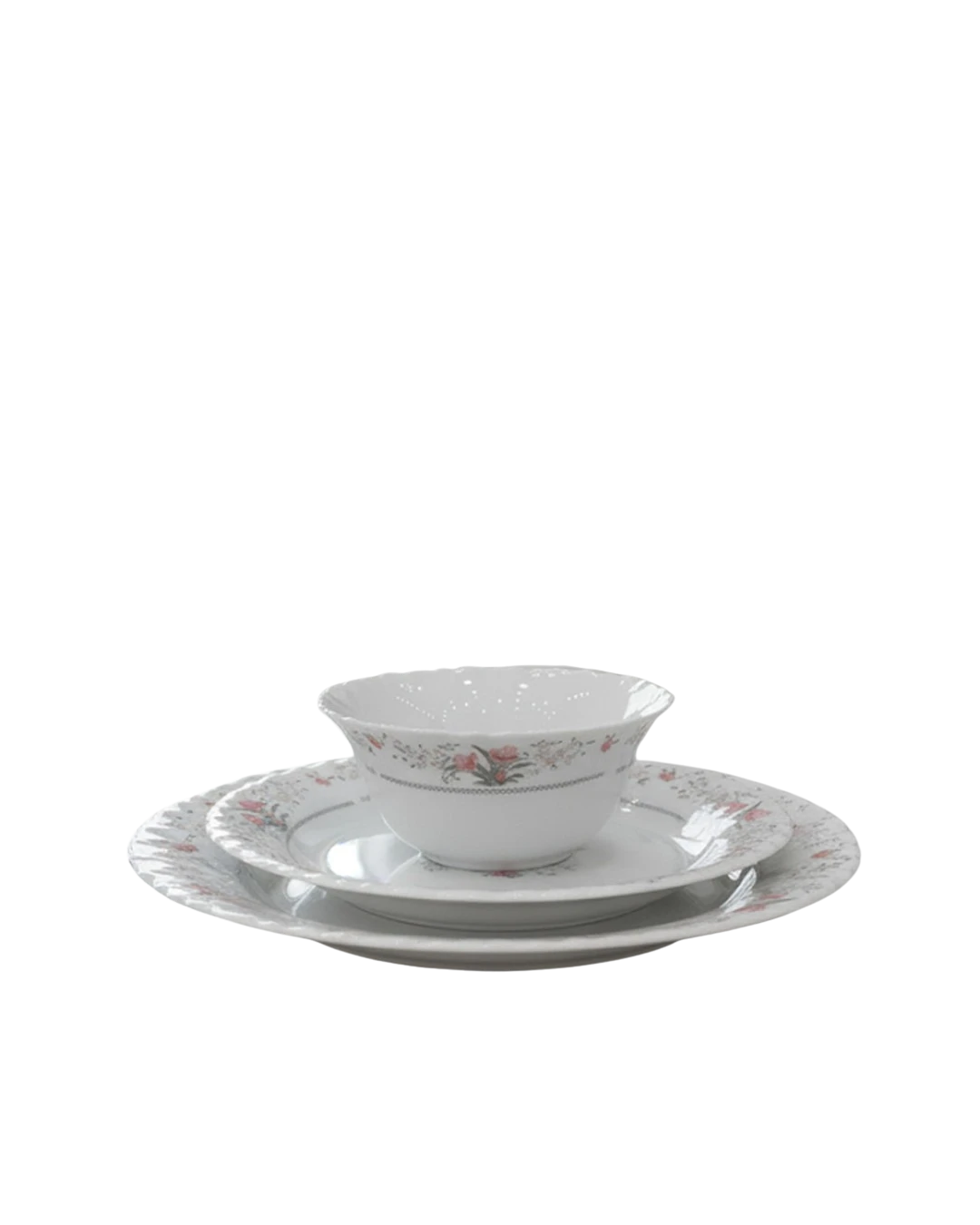 Rosé Grace” 26-Piece Premium Opalware Dinner Set Classic Floral Charm for a Timeless Dining Experience