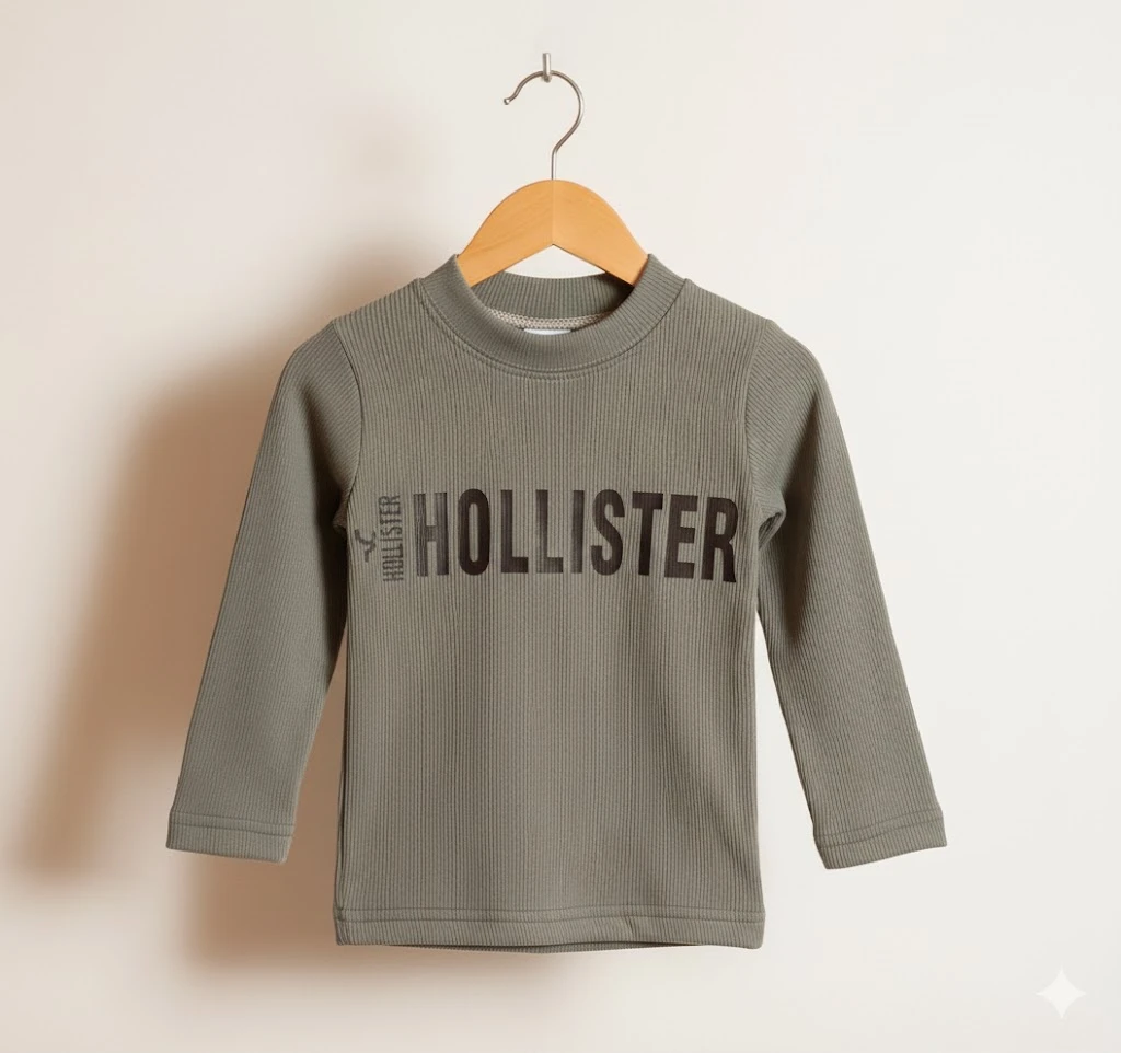 Hollister Logo Silk Crinkle Crepe Long Sleeve – Olive Sage