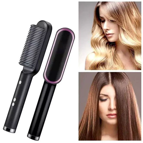 909 Multifunctional Hair Straightening Comb Brush For Girls Electric Hair Styler for Straightening & Curl Straightening Brush