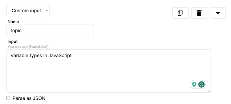 Borstch steps custom input