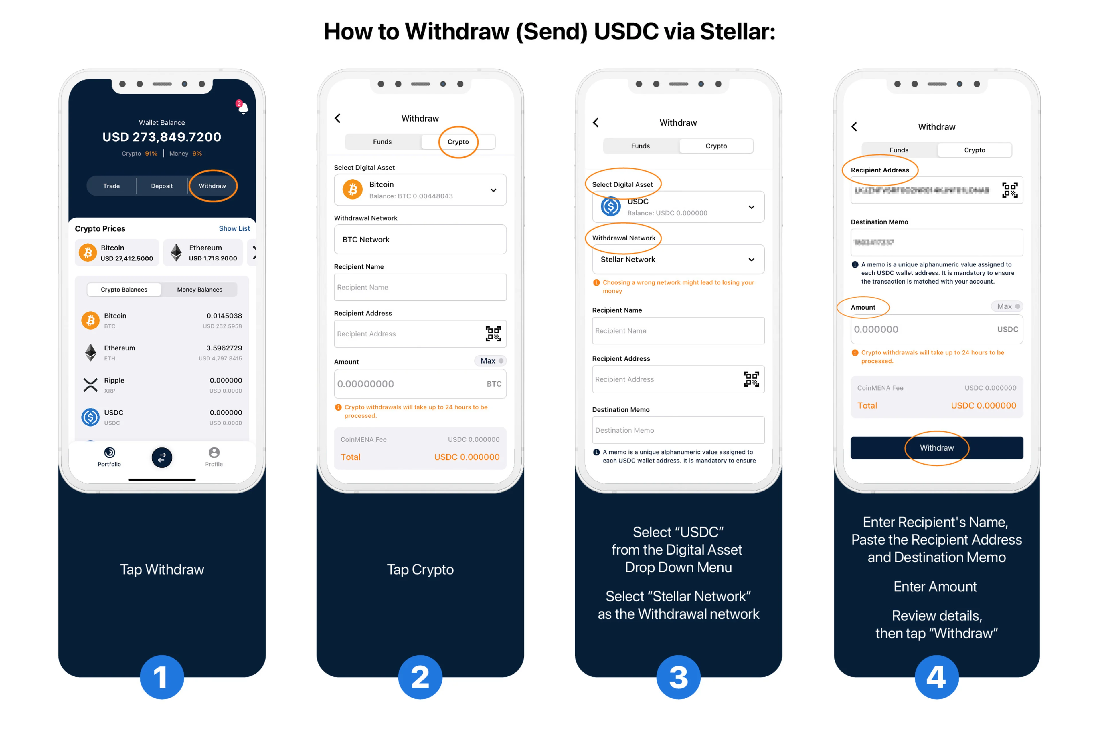 How to withdraw (Send) USDC via Stellar