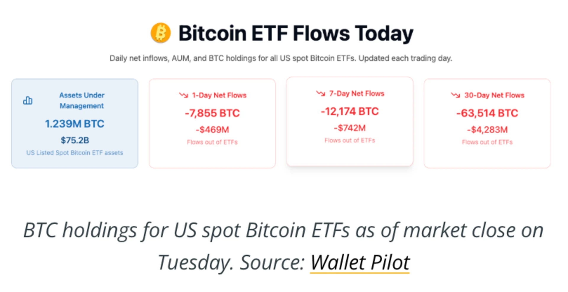 BTC holdings for US spot Bitcoin ETFs