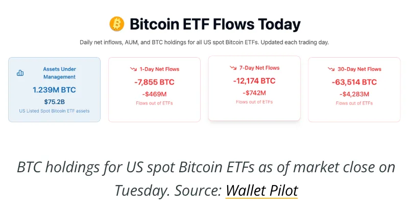 BTC holdings for US spot Bitcoin ETFs