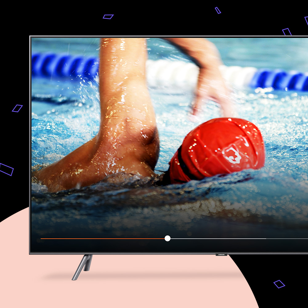 Smart TV with a swimmer on the screen