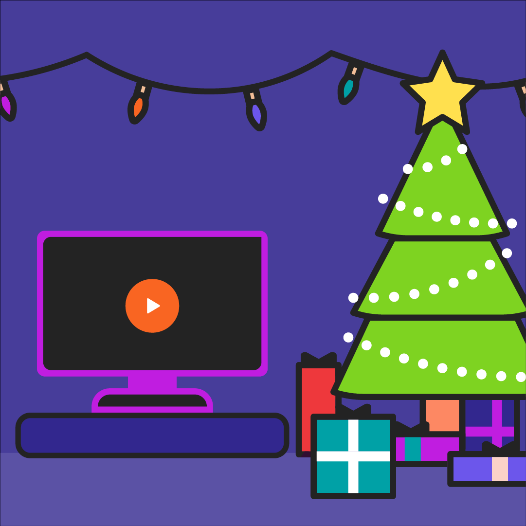 Weihnachtsbaum und ein Fernseher im Wohnzimmer