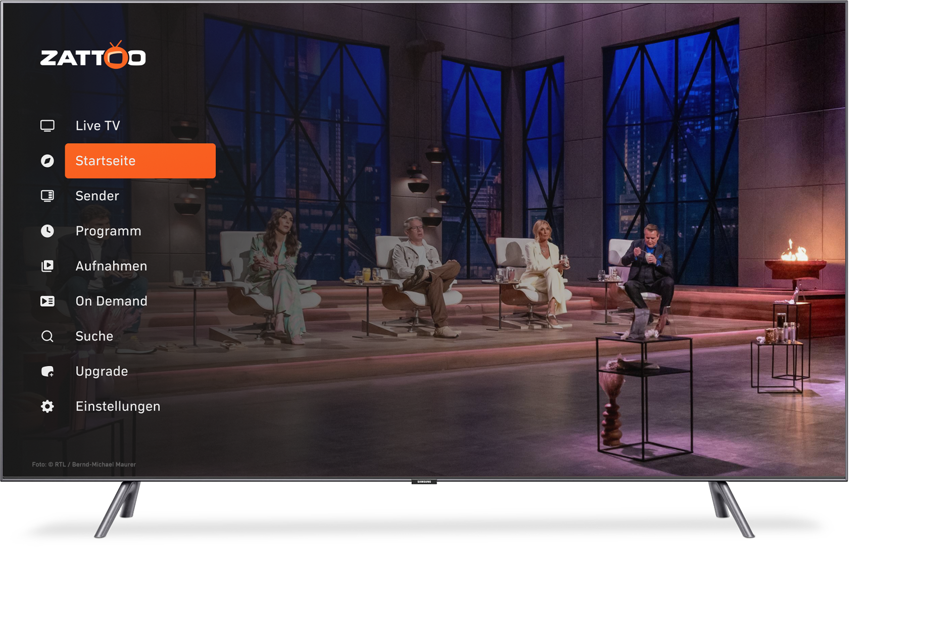 VOX bei Zattoo streamen im Menü auf einem Smart-TV