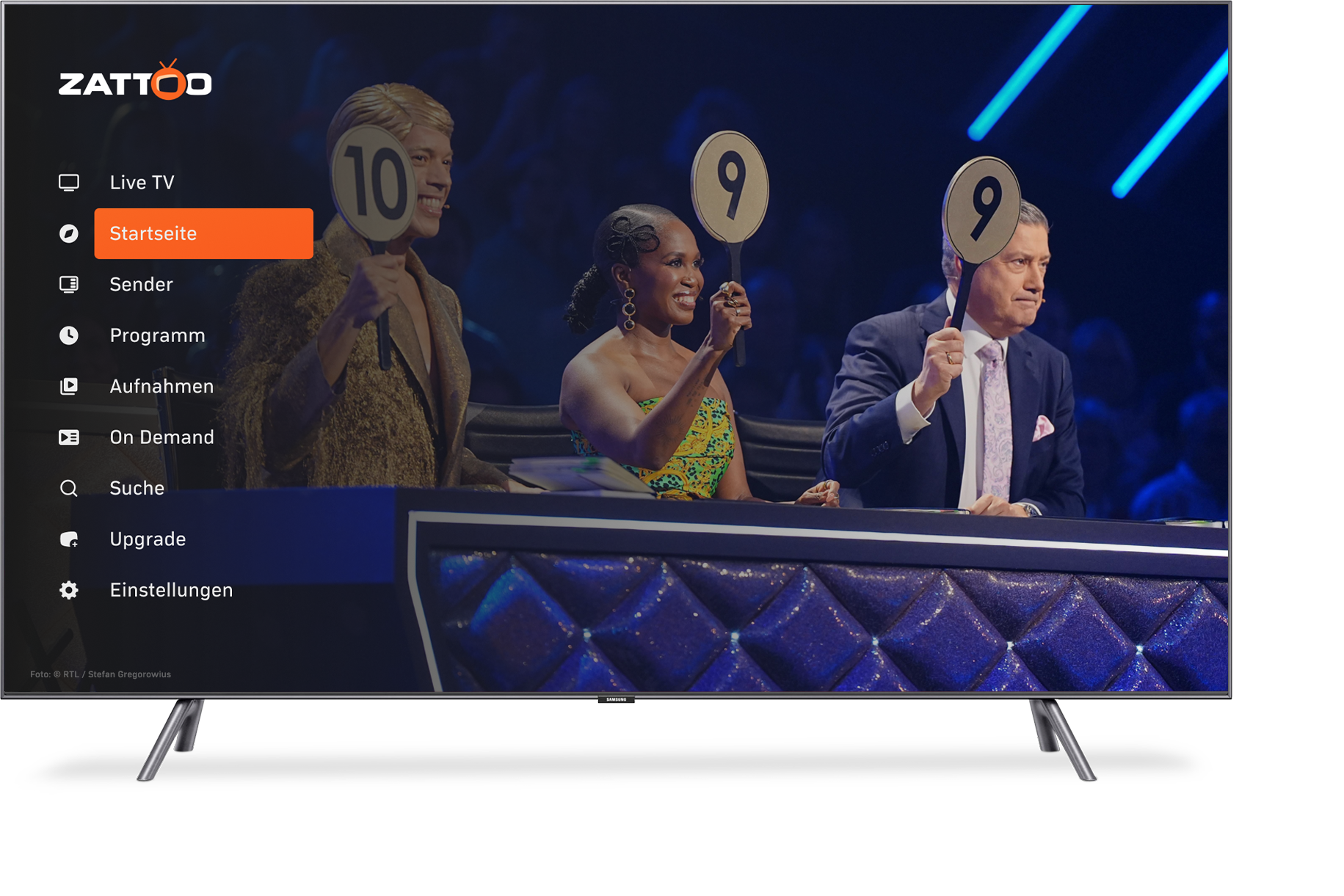 RTL im TV streamen mit Zattoo Startmenü