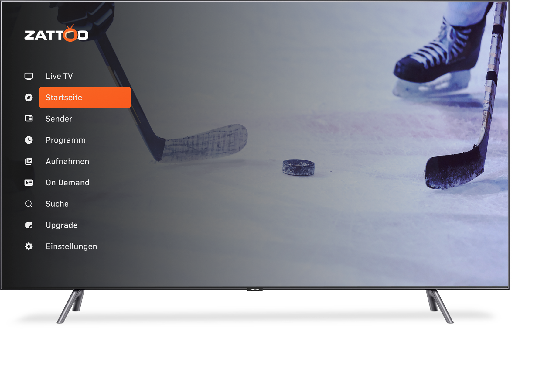 TV24 Eishockey im TV mit Zattoo Startmenü