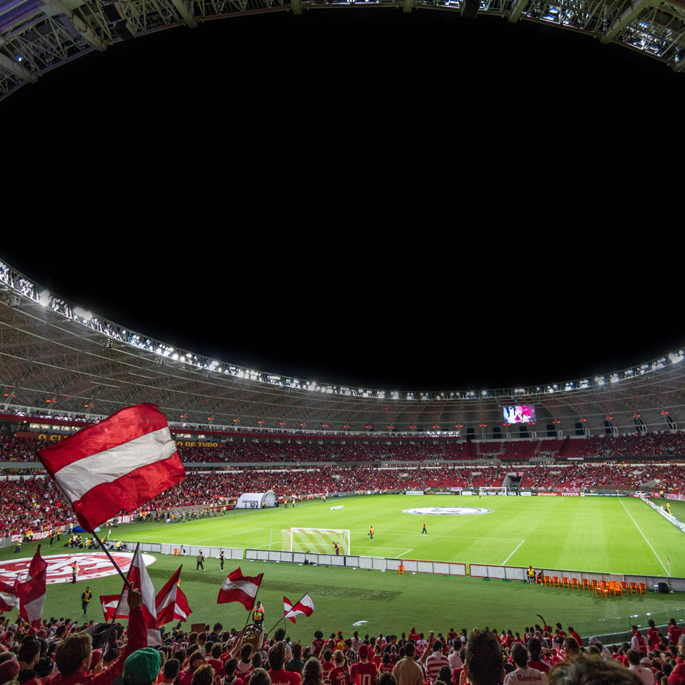 Fußballstadion mit Österreich Flagge