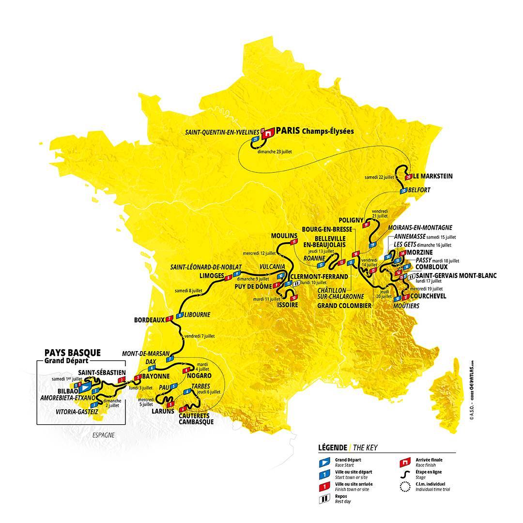 Tour de France 2023 Streckenkarte