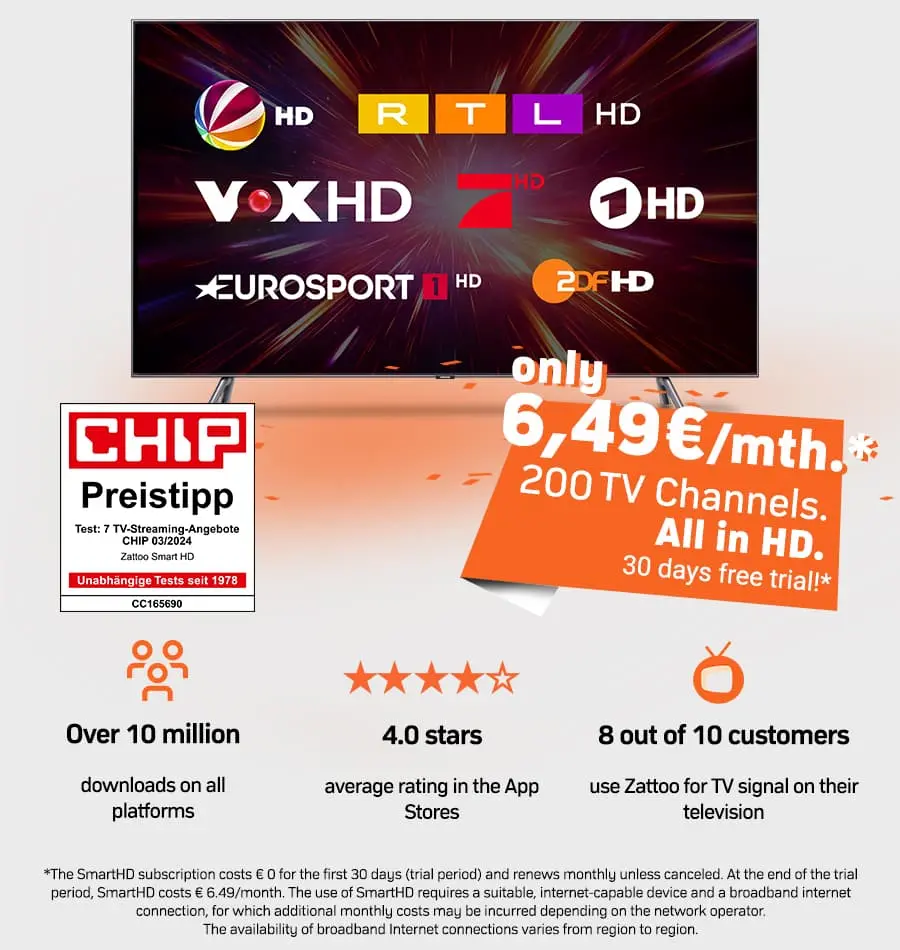 Zattoo Smart HD - Enjoy 200 TV-channels in HD quality. Cheaper than Cable TV.