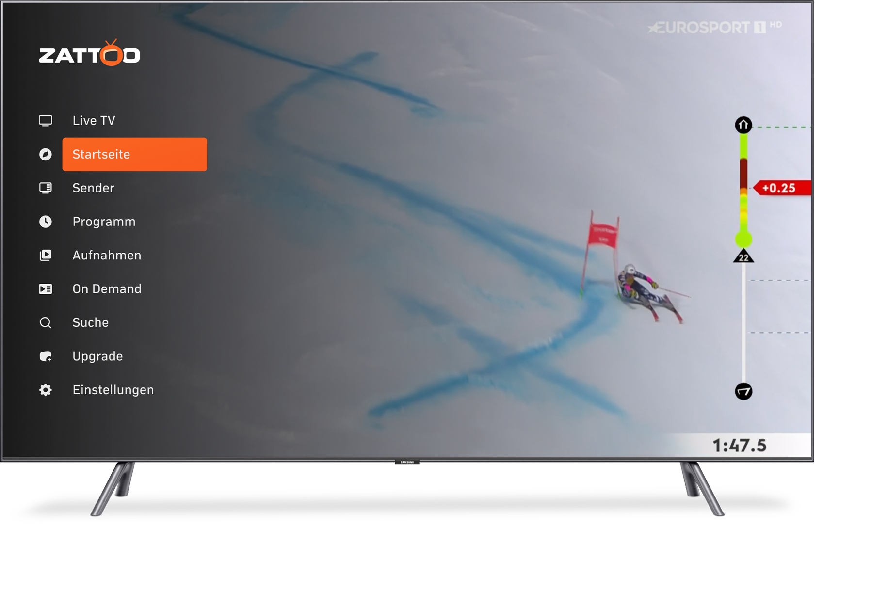 Eurosport 1 im Livestream bei Zattoo auf einem Smart-TV 