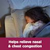 Image showing a girl sleeping with the claim: Helps relieve nasal & chest congestion