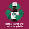 Image showing the bottle of Benylin Infant's Cough Syrup with the claim: Bottle, leaflet and carton recyclable