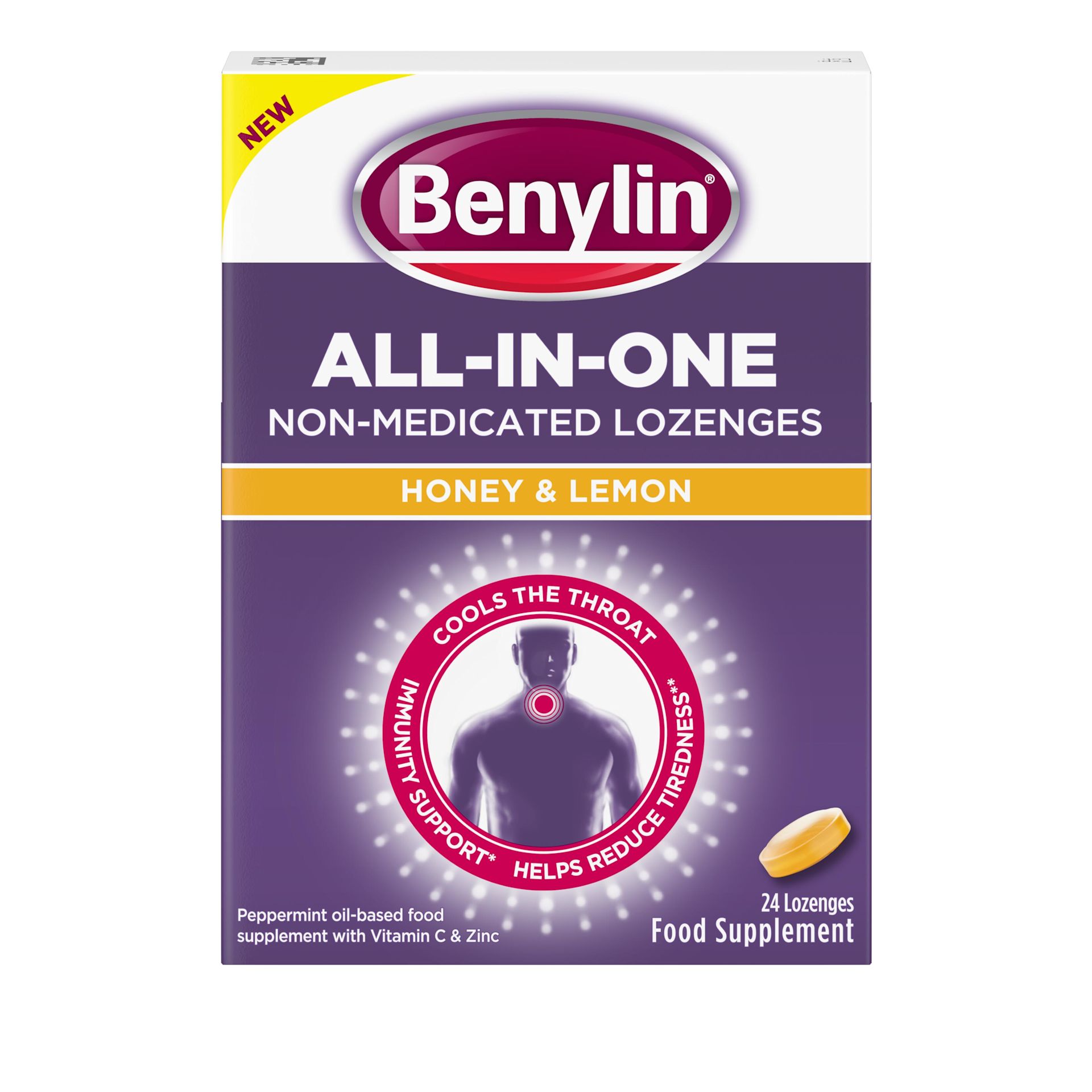BENYLIN® ALL-IN-ONE Non- Medicated Lozenges Honey & Lemon Flavour