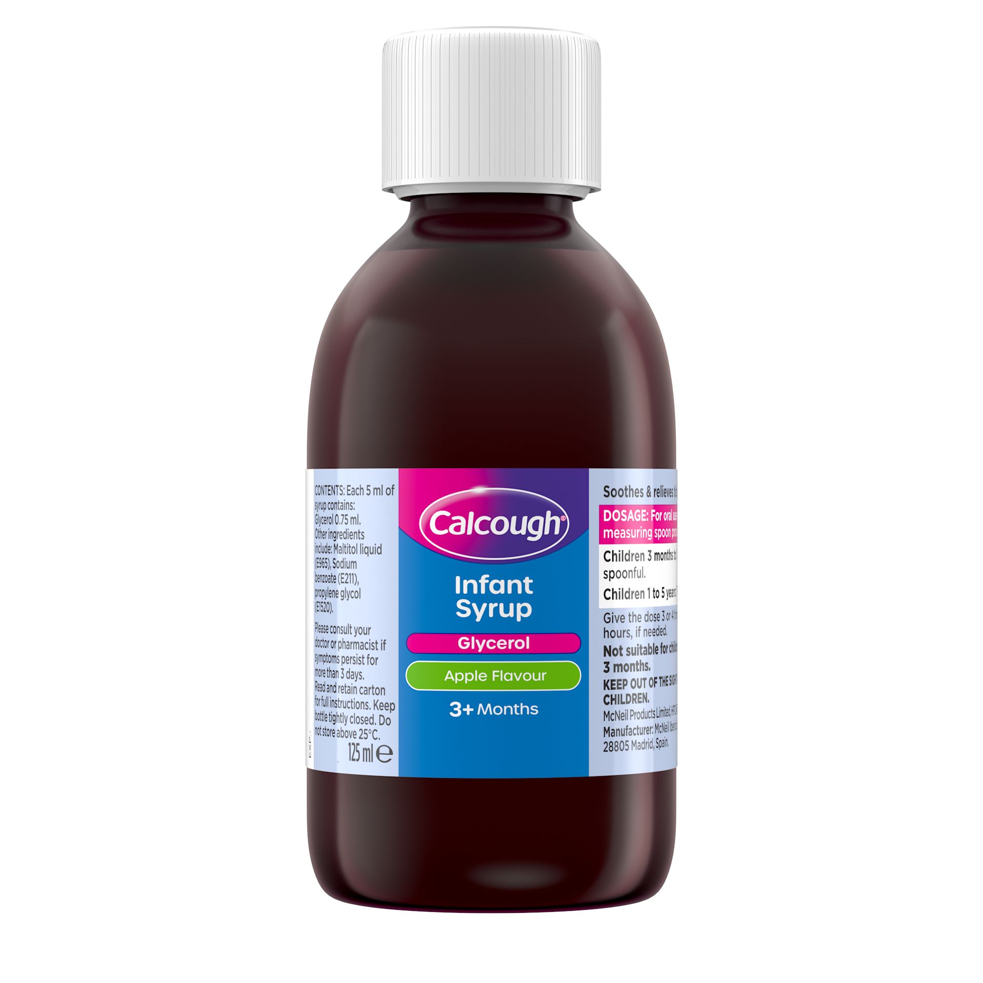 Calcough apple flavour infant syrup for dry and tickly coughs