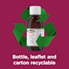 Image showing the bottle of Benylin Mucus Cough Night with the claim: Bottle, leaflet and carton recyclable