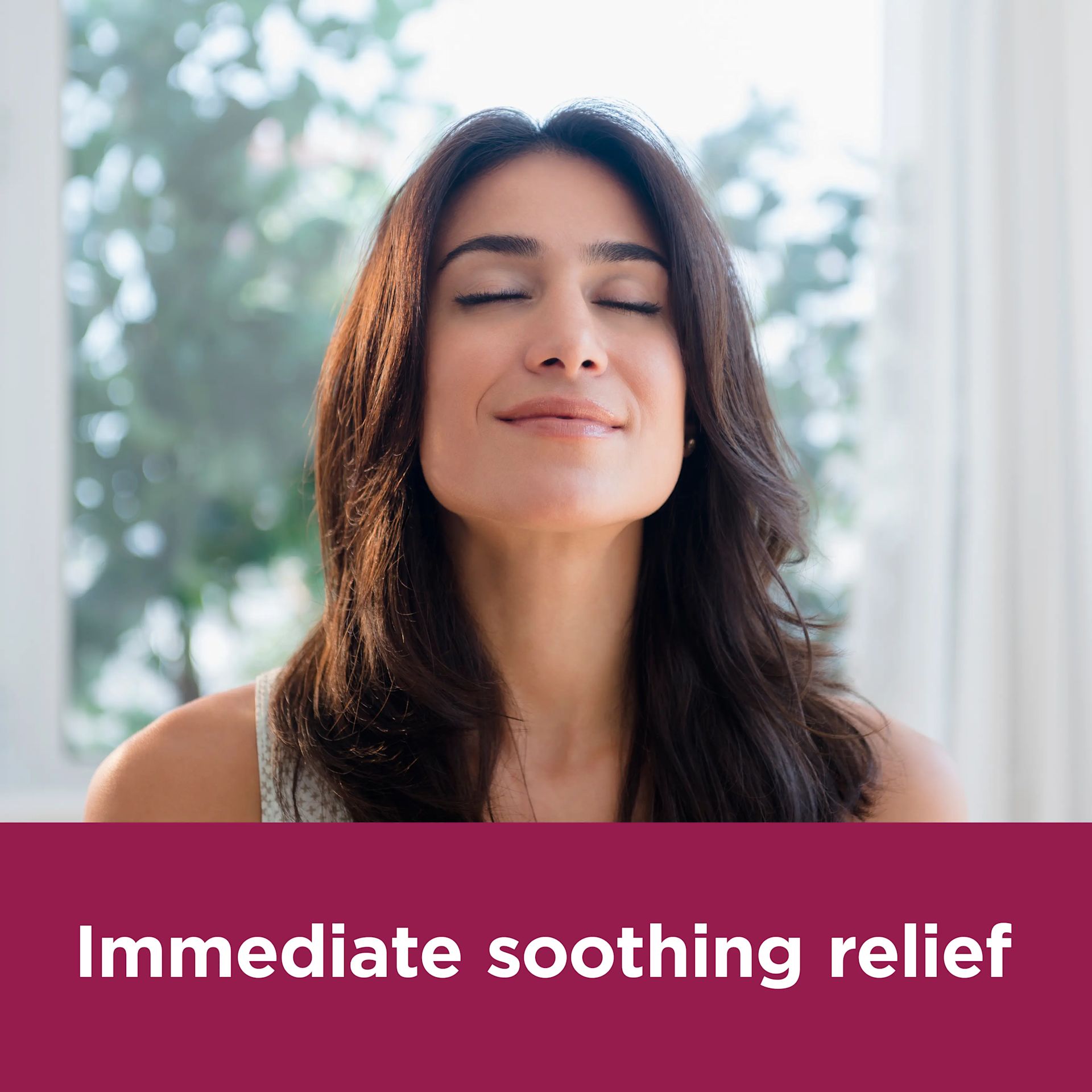 Image of a women and the caption: Immediate soothing relief referring to Benylin's Dry Coughs Syrup