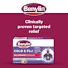 Image showing packshot of Benylin Cold & Flu Max Strength Capsules with the title: Clinically proven targeted relief