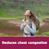 Image showing a woman with her hands on the chest with the claim: Reduces chest congestion