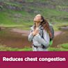 Image showing a woman with her hands on the chest with the claim: Reduces chest congestion