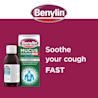 Image showing packshot of Benylin Mucus Cough Max Menthol with the title: Soothe your cough FAST