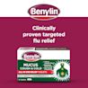 Image showing packshot of Benylin Mucus Cough & Cold All in One Relief Tablets with the title: Clinically proven targeted flu relief