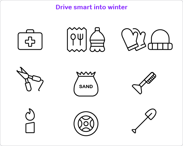 Emergency kit to drive smart into winter. 
