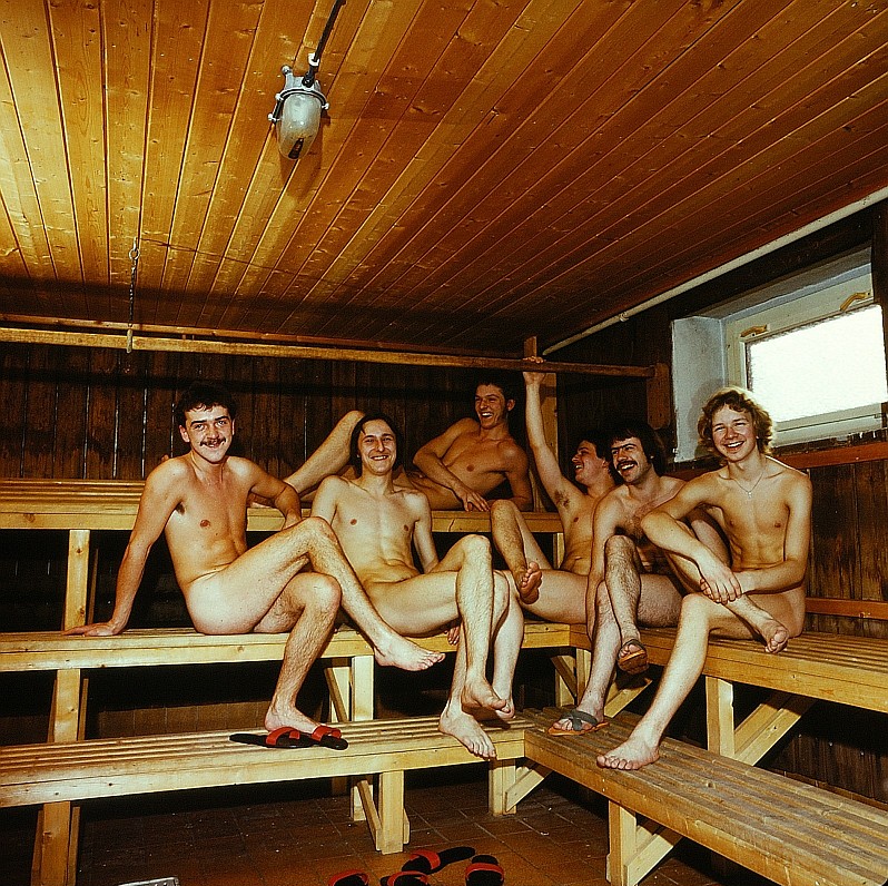 Guys in a sauna