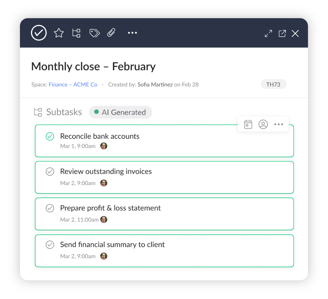 Automate repetitive task actions